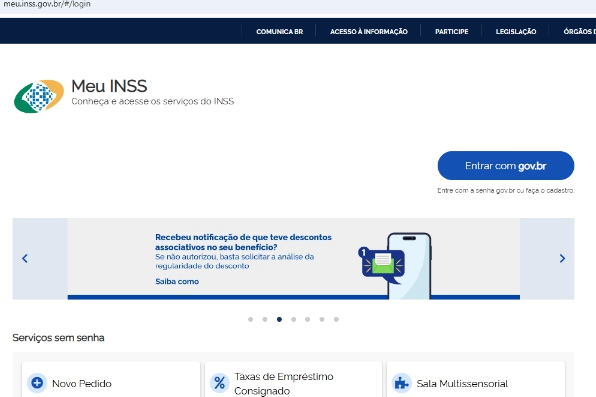 Tela do site Meu INSS